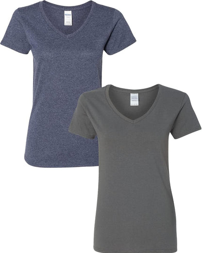 Gildan V-Neck Cotton Tee Duo for Women
