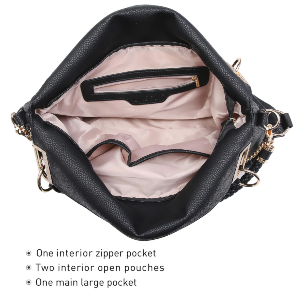 Dasein Luxe Vegan Hobo Bag with Rhinestones