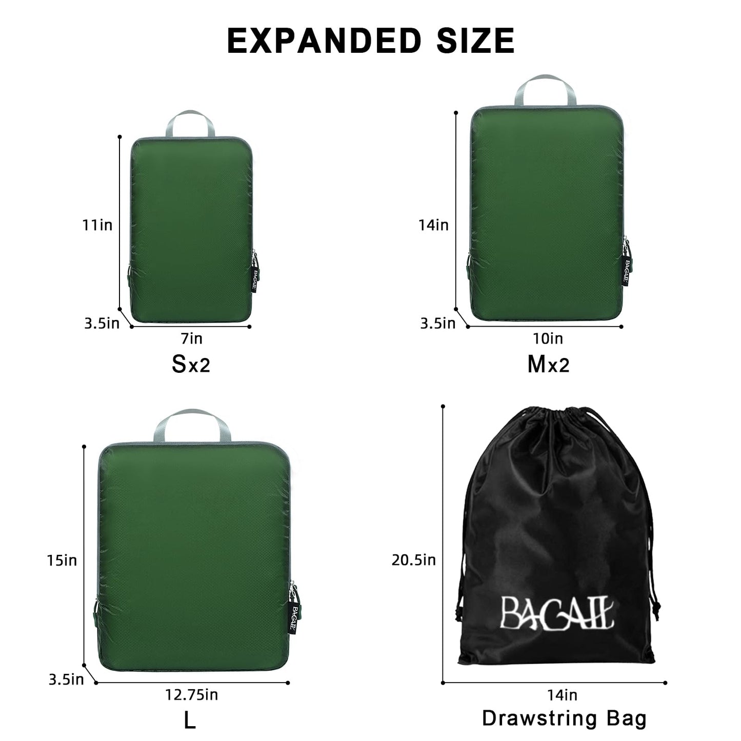 BAGAIL Travel Compression Cubes Set for Packing Ease