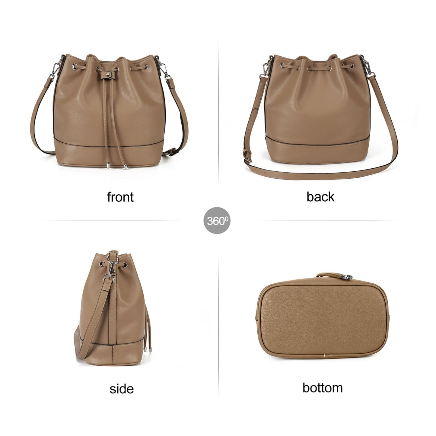 AFKOMST Chic Leather Bucket & Crossbody Bag Set