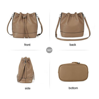 AFKOMST Chic Leather Bucket & Crossbody Bag Set