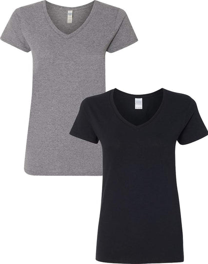 Gildan V-Neck Cotton Tee Duo for Women
