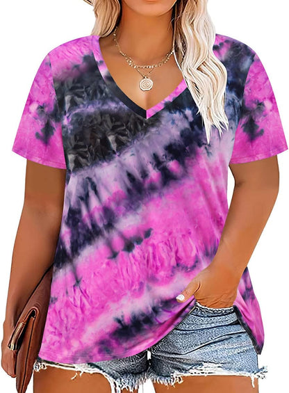 Floral V-Neck Plus Size Tunic Tops for Women