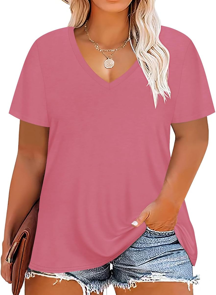 Floral V-Neck Plus Size Tunic Tops for Women