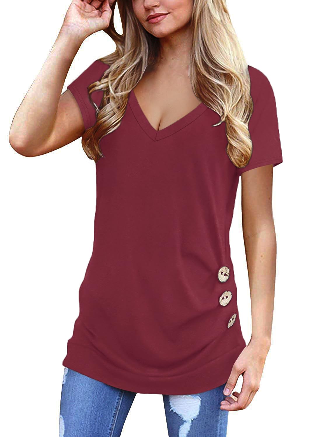 Jescakoo V-Neck Summer Tunic for Women