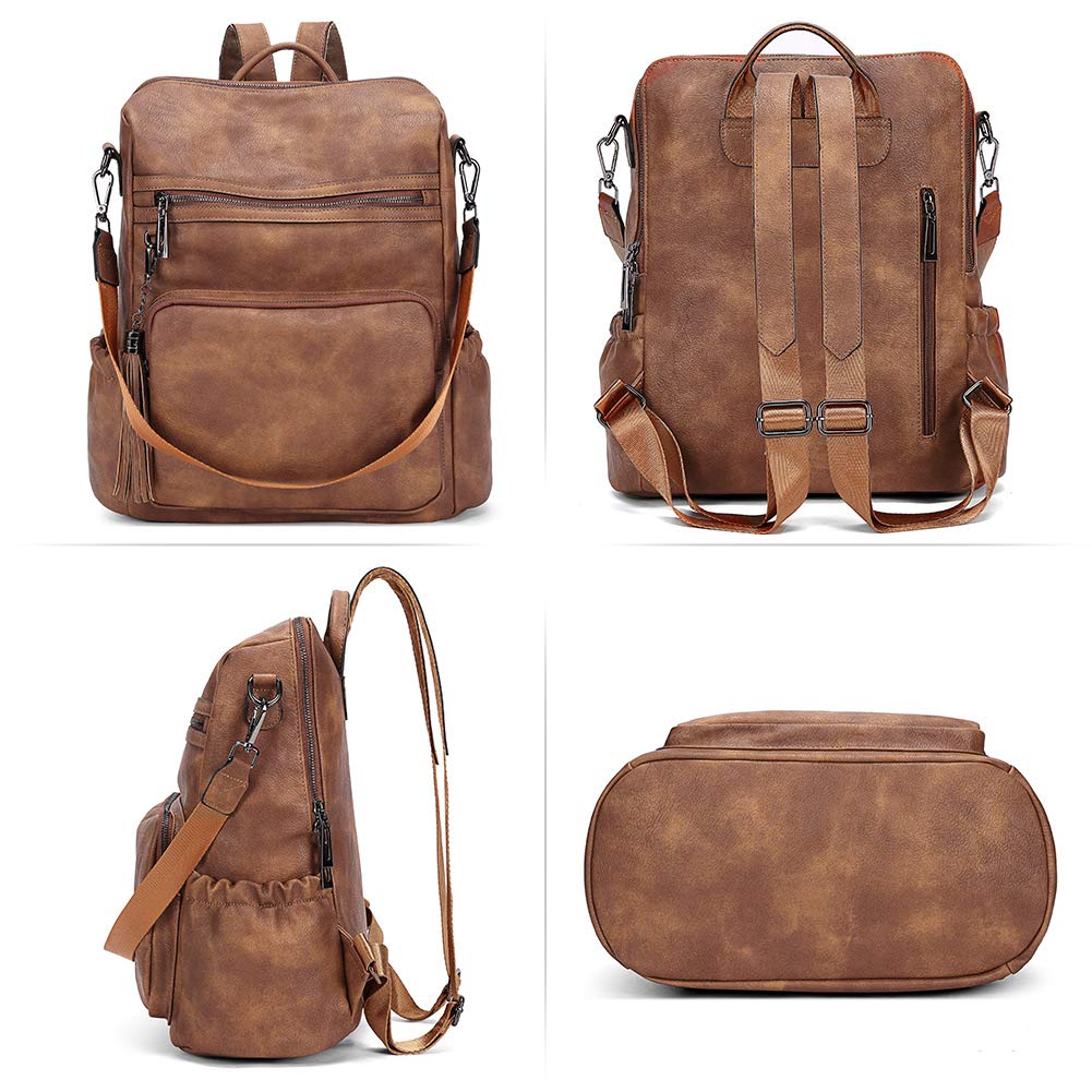 DUO-TONE Luxe Women's Leather Travel Backpack
