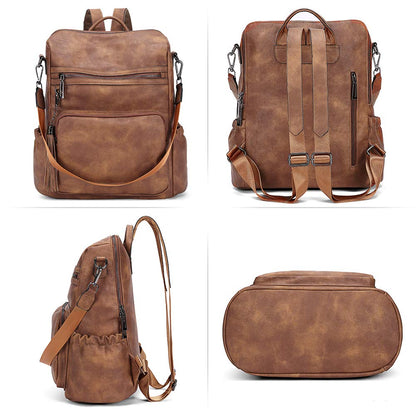 DUO-TONE Luxe Women's Leather Travel Backpack