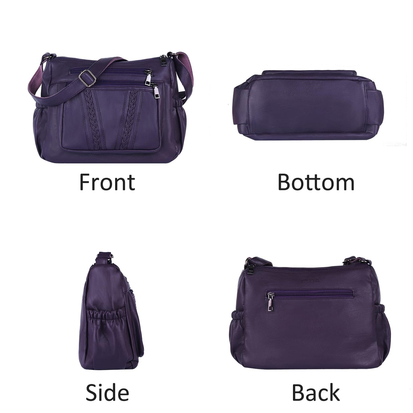 ELDA Chic Crossbody: Soft PU Leather Multi-Pocket Bag