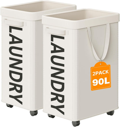 RollAway 90L Laundry Basket with Removable Bag