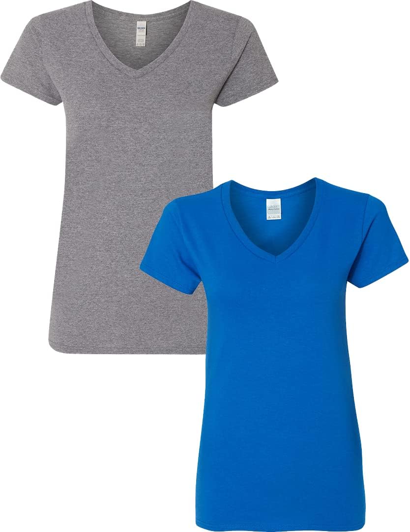 Gildan V-Neck Cotton Tee Duo for Women