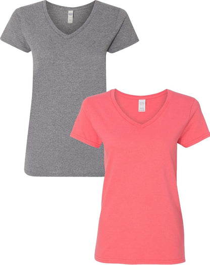 Gildan V-Neck Cotton Tee Duo for Women