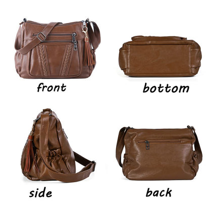 ELDA Chic Crossbody: Soft PU Leather Multi-Pocket Bag