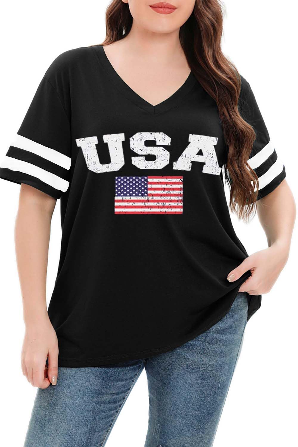 Summer V-Neck Plus Tunic Tee for Women 1X-5X