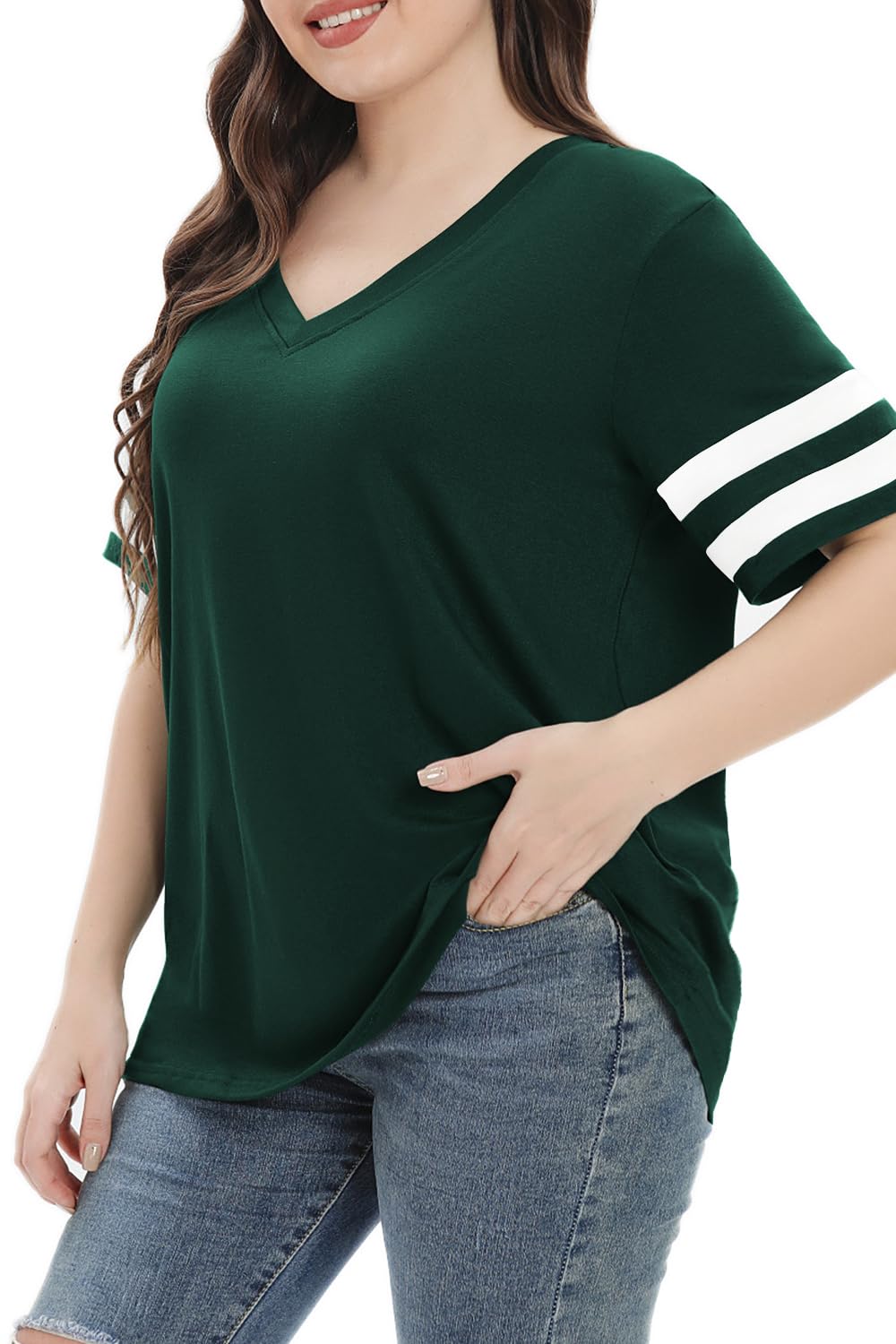 Summer V-Neck Plus Tunic Tee for Women 1X-5X