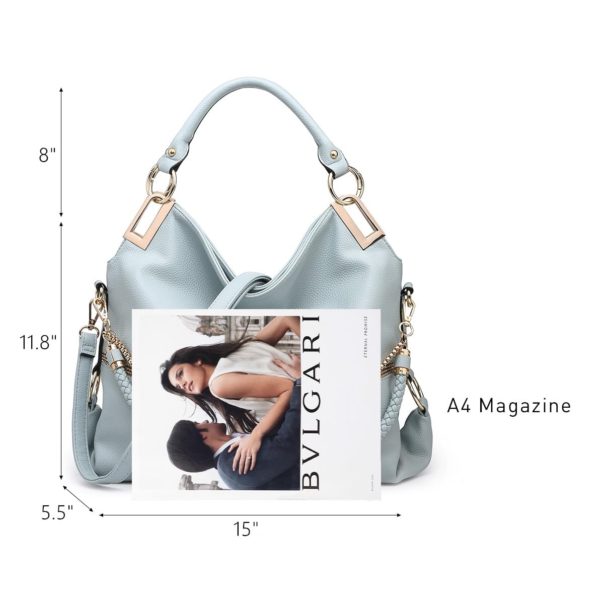 Dasein Luxe Vegan Hobo Bag with Rhinestones