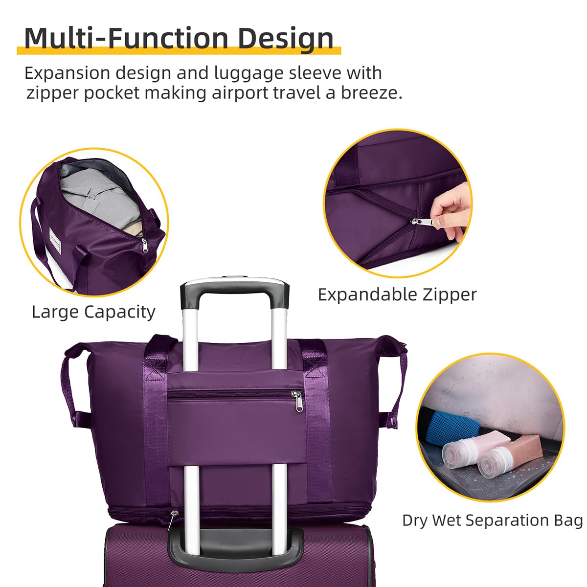 LARVENDER Expandable 5-Piece Spinner Luggage Set
