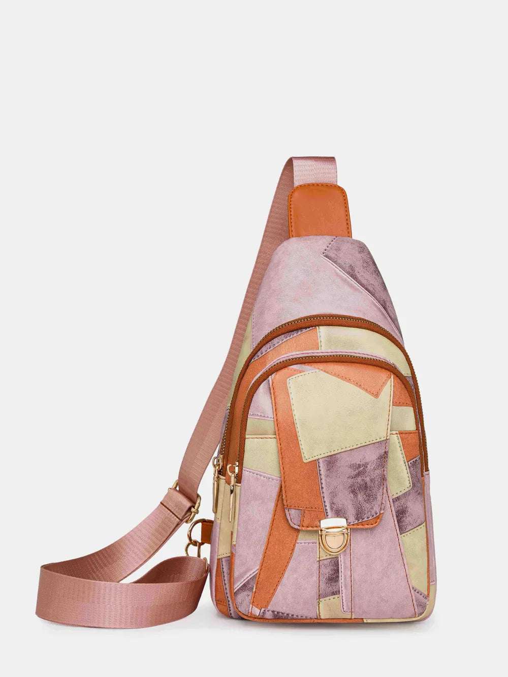 PU Leather Color Block Crossbody Bag - Premium Crossbody Bag from Trendsi - Just $29.99! Shop now at Handbags Specialist Headquarter