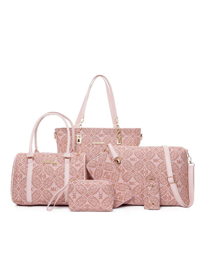 6-Piece Geometric Pattern Bag Set - Premium Wallet from Trendsi - Just $71.99! Shop now at Handbags Specialist Headquarter