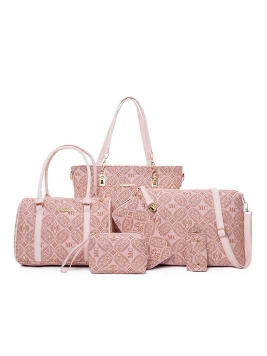 6-Piece Geometric Pattern Bag Set - Premium Wallet from Trendsi - Just $71.99! Shop now at Handbags Specialist Headquarter