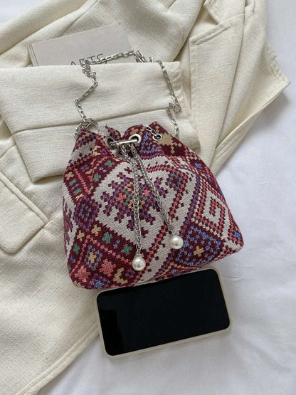 Printed Chain Bucket Bag - Premium Crossbody Bag from Trendsi - Just $19.99! Shop now at Handbags Specialist Headquarter