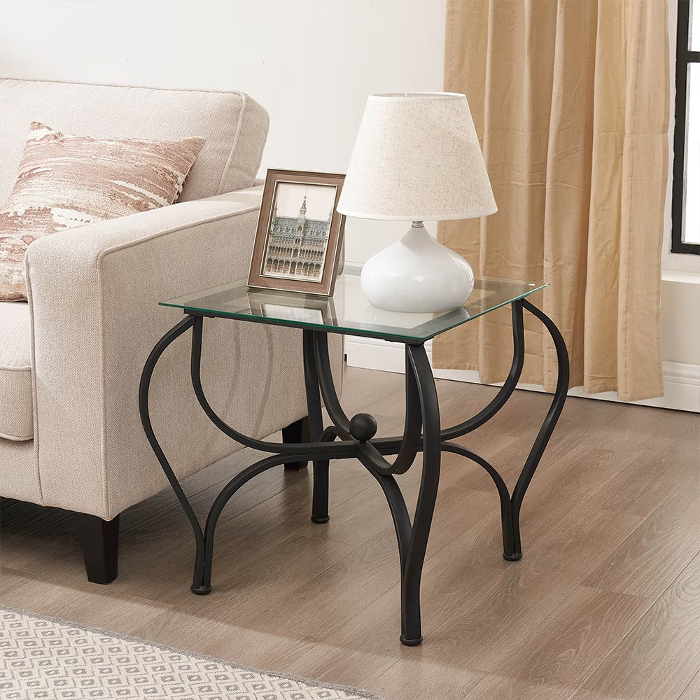 TriGlass Chic: Sleek 3-Piece Coffee Table Set
