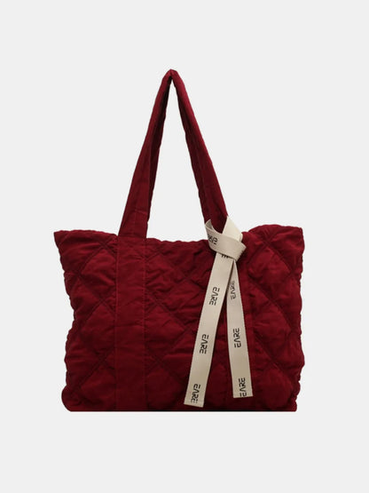 Quilted Nylon Large Tote Bag - Premium Tote Bag from Trendsi - Just $39.99! Shop now at Handbags Specialist Headquarter
