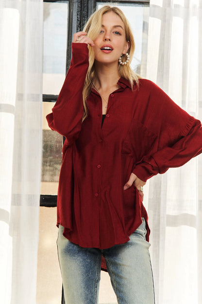 ADORA Button Down Linen Shirt - Premium Women's Down Shirt Tops from Trendsi - Just $40.02! Shop now at Handbags Specialist Headquarter