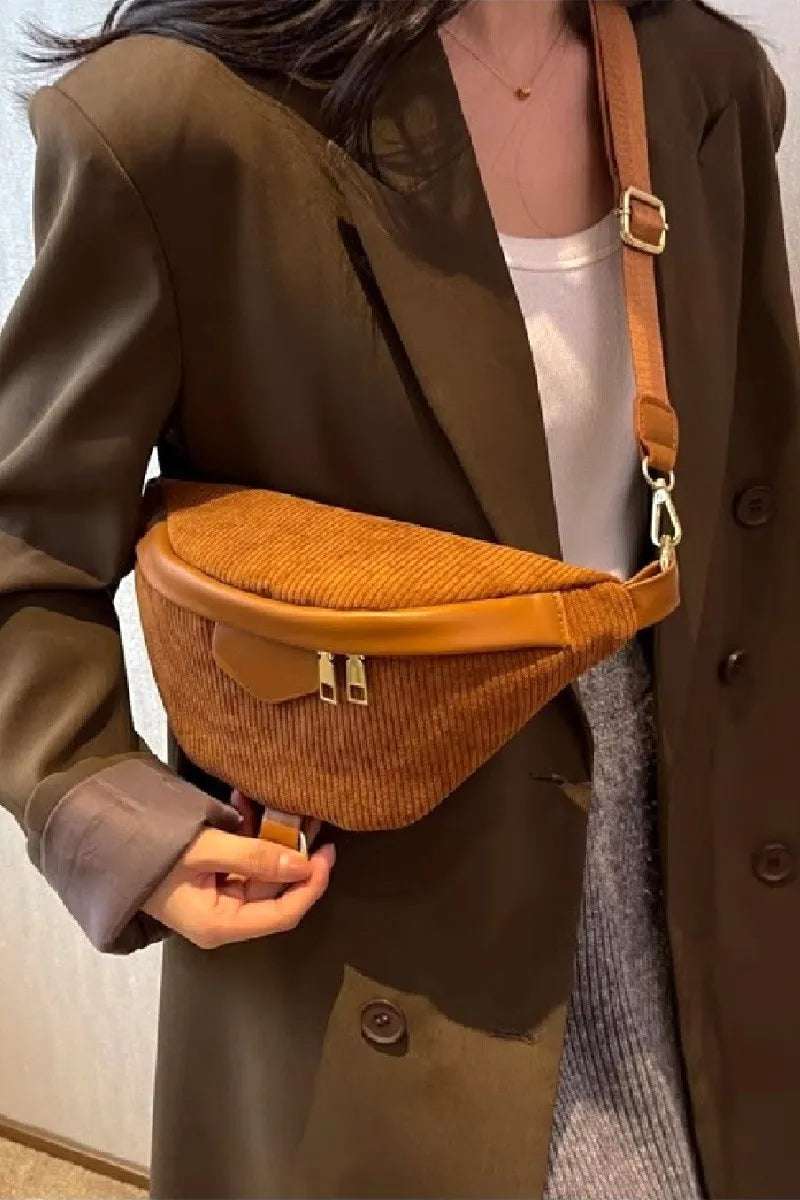 Zenana Corduroy Crossbody Bag with Removable Strap - Premium Crossbody Bag from Trendsi - Just $32.99! Shop now at Handbags Specialist Headquarter