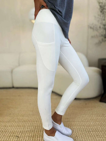Wide Waistband Sports Leggings - Premium Leggings from Trendsi - Just $24! Shop now at Handbags Specialist Headquarter
