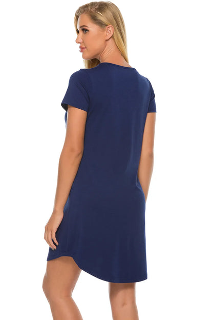Graphic Round Neck Short Sleeve Lounge Dress - Premium Sleepwear from Trendsi - Just $24! Shop now at Handbags Specialist Headquarter