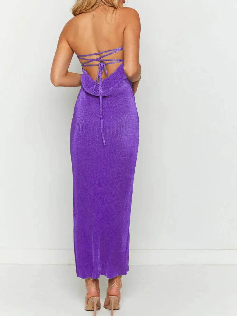 Lace-Up Back Tube Maxi Dress - Premium Maxi Dress from Trendsi - Just $29.99! Shop now at Handbags Specialist Headquarter