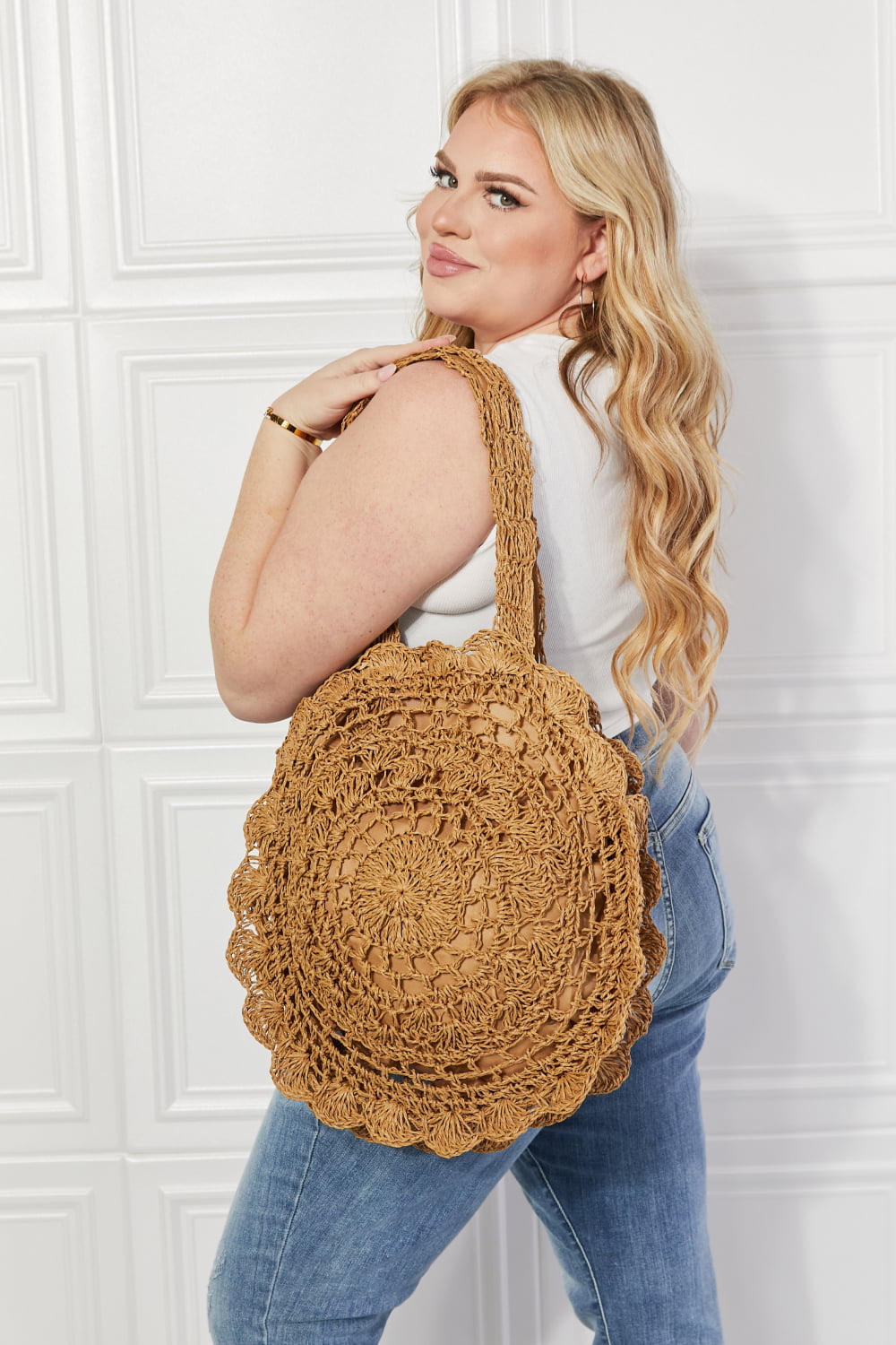 Justin Taylor Brunch Time Straw Rattan Handbag - Premium handbags from Trendsi - Just $35.99! Shop now at Handbags Specialist Headquarter