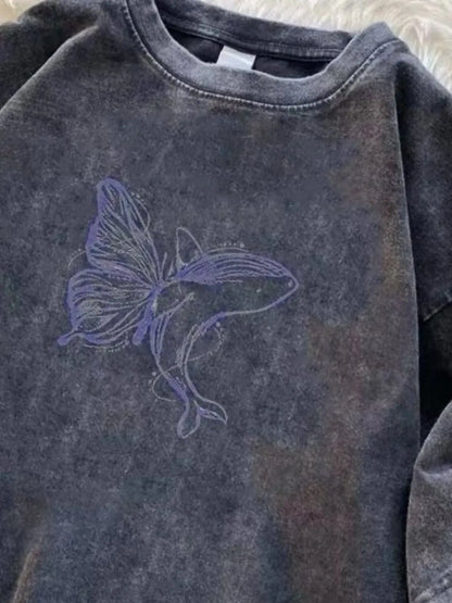 Men's Full Size Butterfly Round Neck T-Shirt Plus Size - Premium Men's T-Shirt from Trendsi - Just $21.99! Shop now at Handbags Specialist Headquarter