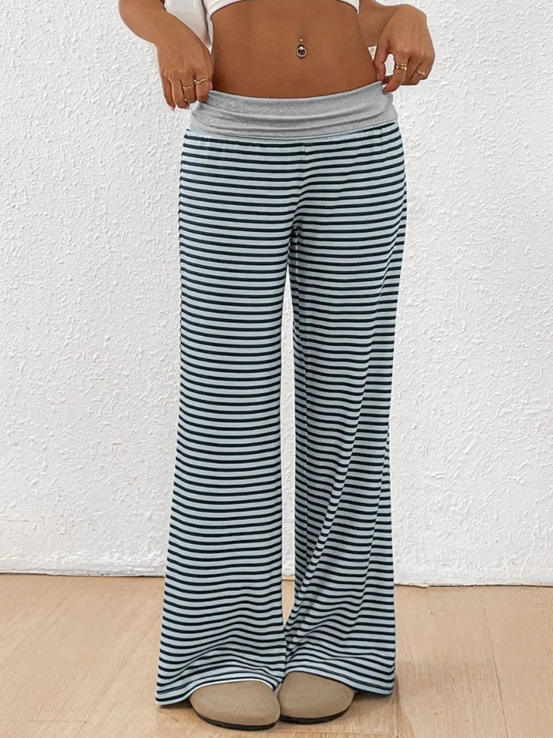 Striped Wide Leg Pants - Premium Women Pants from Trendsi - Just $27.99! Shop now at Handbags Specialist Headquarter