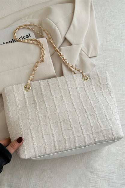 Polyester Texture Chain Tote bag - Premium Tote Bag from Trendsi - Just $39.99! Shop now at Handbags Specialist Headquarter