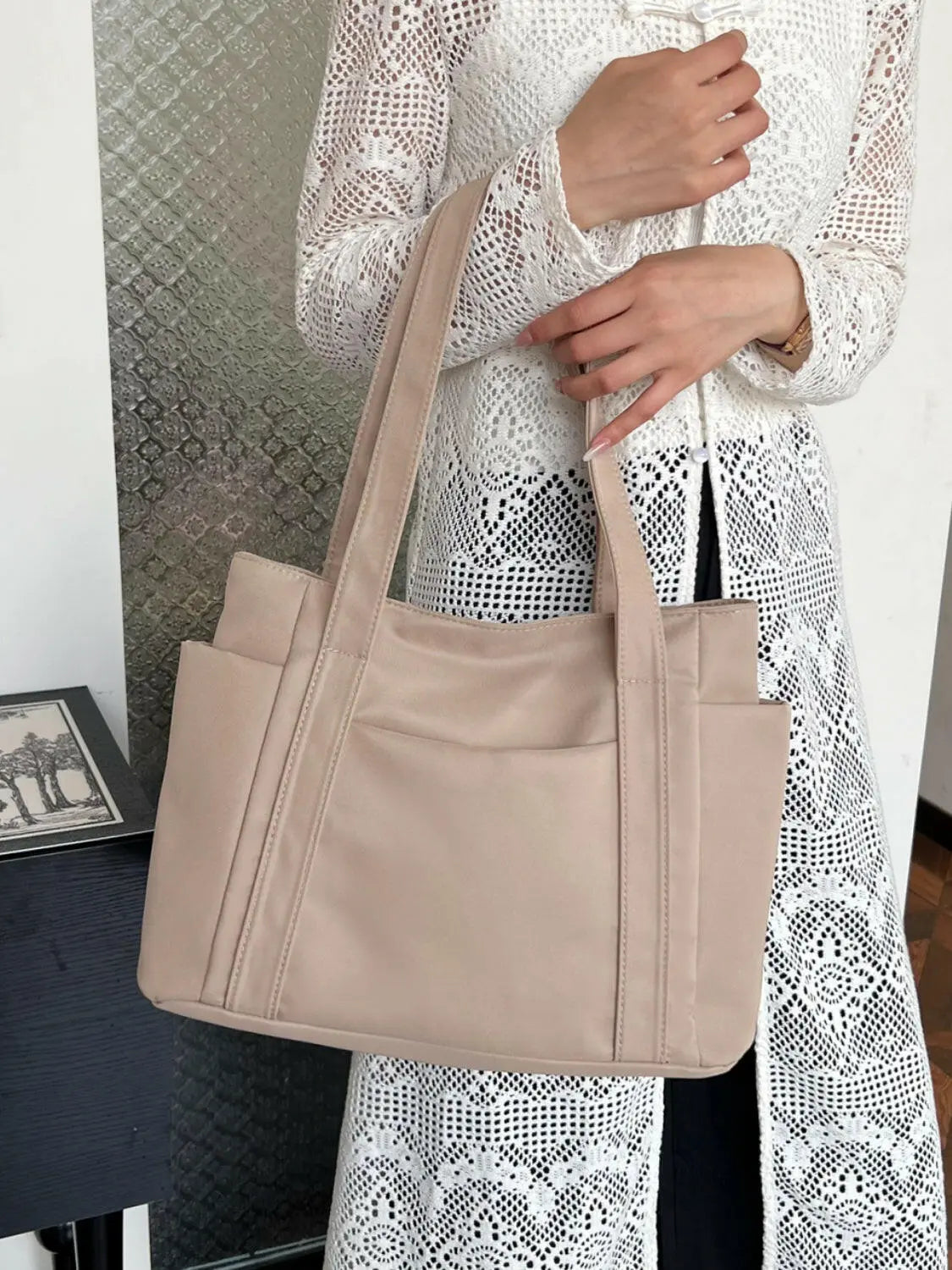 Oxford Cloth Tote Bag with Zipper - Premium Tote Bag from Trendsi - Just $25.64! Shop now at Handbags Specialist Headquarter