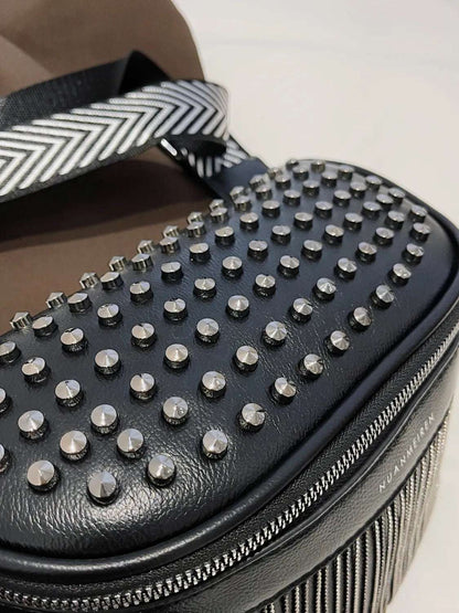 Fringe Studded PU Leather Crossbody Bag - Premium Crossbody Bag from Trendsi - Just $35.99! Shop now at Handbags Specialist Headquarter