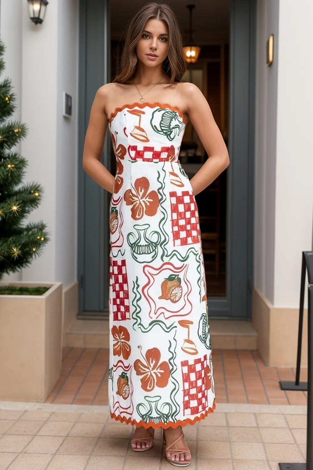 Printed Tube Maxi Dress - Premium Maxi Dress from Trendsi - Just $36.99! Shop now at Handbags Specialist Headquarter