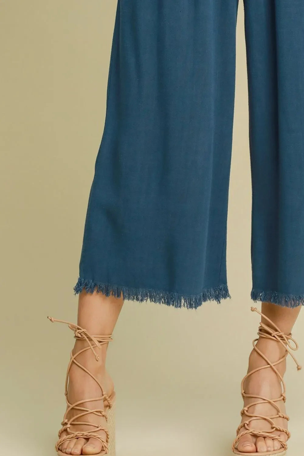 Umgee Full Size Linen Blend Elastic Waistband Wide Leg Pants Plus Size - Premium Dresses from Trendsi - Just $48.99! Shop now at Handbags Specialist Headquarter