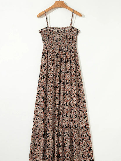 Printed Smocked Bodice Maxi Dress - Premium Maxi Dress from Trendsi - Just $57.99! Shop now at Handbags Specialist Headquarter