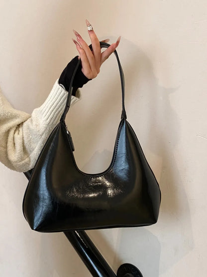 PU Leather Moon Shape Shoulder Bag - Premium Tote Bag from Trendsi - Just $39.99! Shop now at Handbags Specialist Headquarter