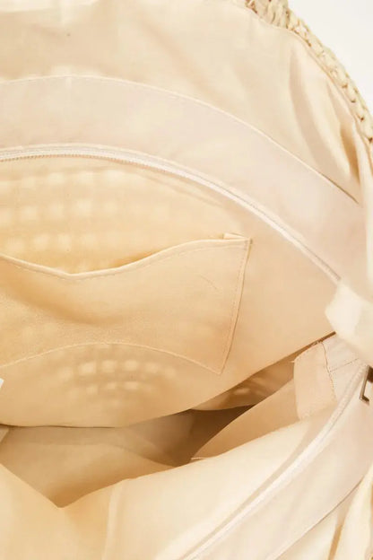 Fame Straw Braided Beach Tote Bag.