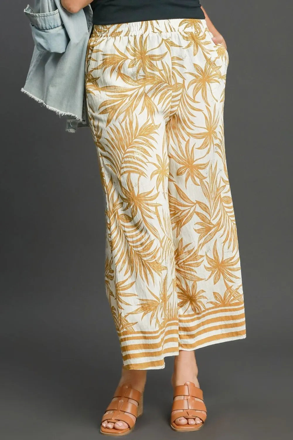 Umgee Full Size Tropical Print Wide Leg Pants Plus Size - Premium Dresses from Trendsi - Just $44.99! Shop now at Handbags Specialist Headquarter