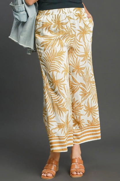 Umgee Full Size Tropical Print Wide Leg Pants Plus Size - Premium Dresses from Trendsi - Just $44.99! Shop now at Handbags Specialist Headquarter