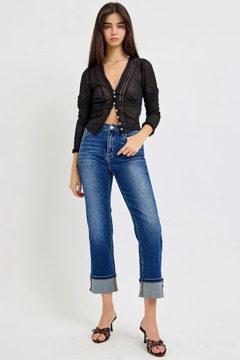 RISEN Full Size High Rise Ankle Straight Cuffed Jeans Plus Size - Premium Women / Jeans & Denim from Trendsi - Just $63.99! Shop now at Handbags Specialist Headquarter