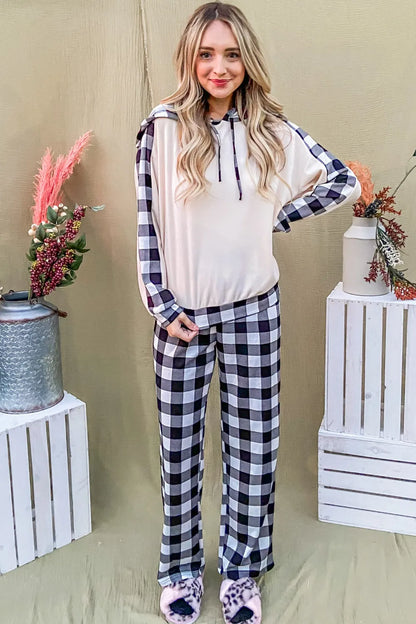 And The Why Drawstring Hooded Top and Plaid Pants Lounge Set - Premium Sleepwear from Trendsi - Just $53.99! Shop now at Handbags Specialist Headquarter