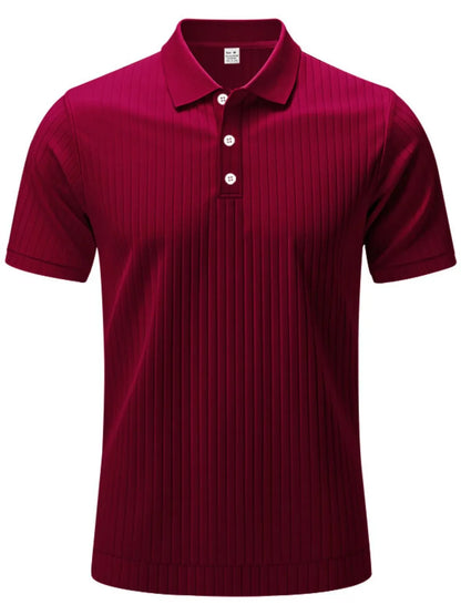 Men's Full Size Ribbed Short Sleeve Polo Plus Size - Premium Men's Polo shirt from Trendsi - Just $30.99! Shop now at Handbags Specialist Headquarter