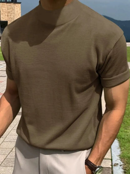 Men's Full Size Mock Neck Short Sleeve T-Shirt Plus Size - Premium Men's Shirts from Trendsi - Just $31.96! Shop now at Handbags Specialist Headquarter