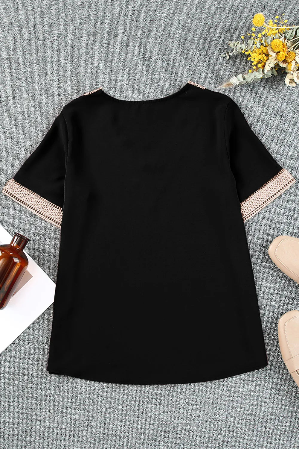 Plus Size V-Neck Short Sleeve Blouse - Premium Plus Size Shirts from Trendsi - Just $22! Shop now at Handbags Specialist Headquarter