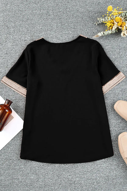 Plus Size V-Neck Short Sleeve Blouse - Premium Plus Size Shirts from Trendsi - Just $22! Shop now at Handbags Specialist Headquarter